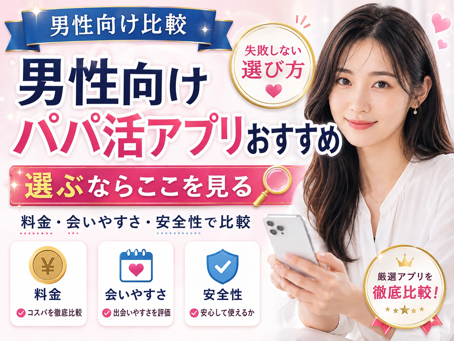 男性向けパパ活アプリおすすめ｜料金・会いやすさ・安全性で比較