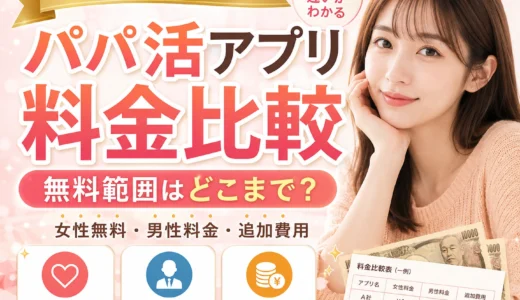 パパ活アプリの料金比較｜女性無料・男性料金・無料範囲を一覧化