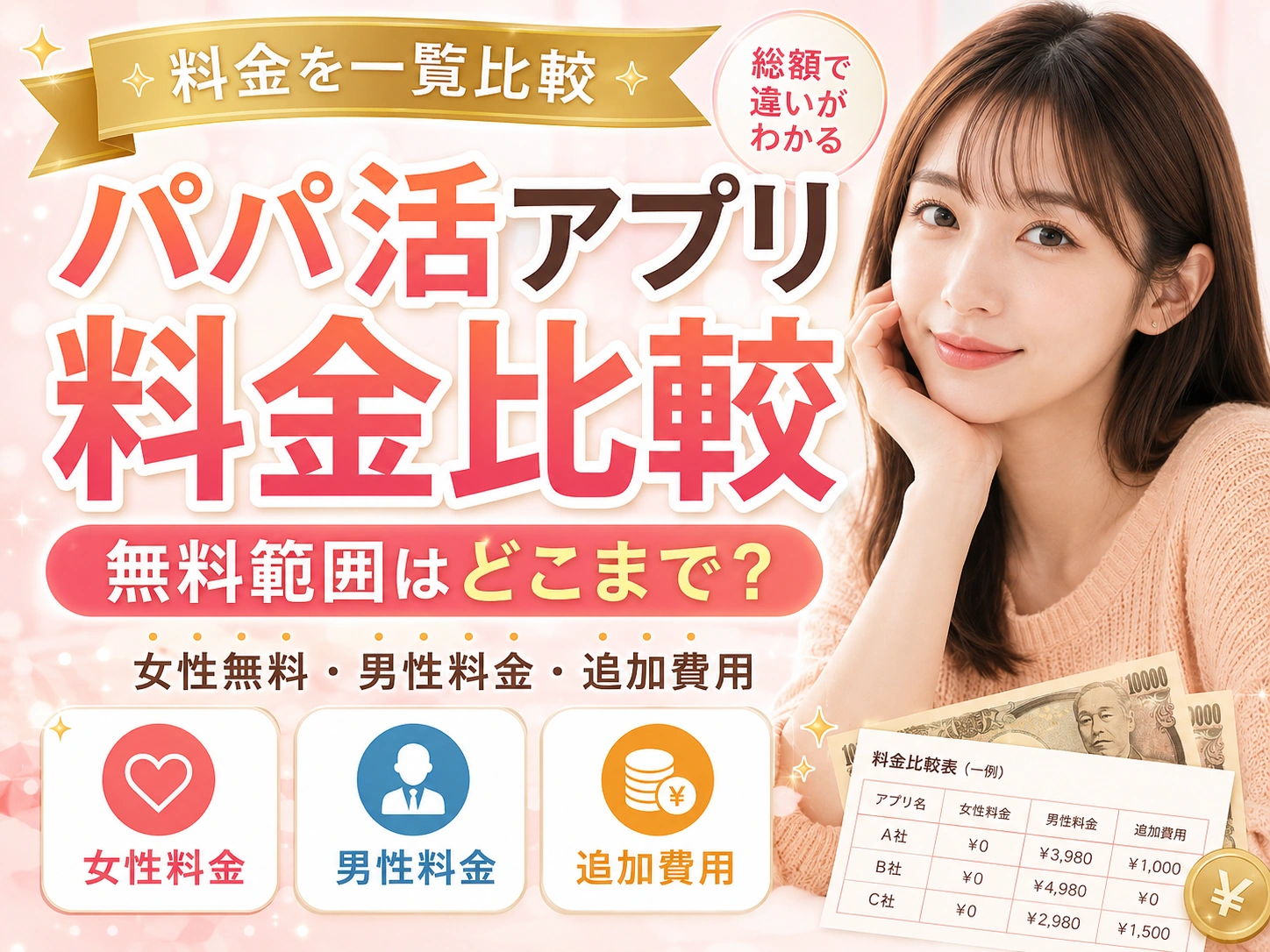 パパ活アプリの料金比較|女性無料・男性料金・無料範囲を一覧化