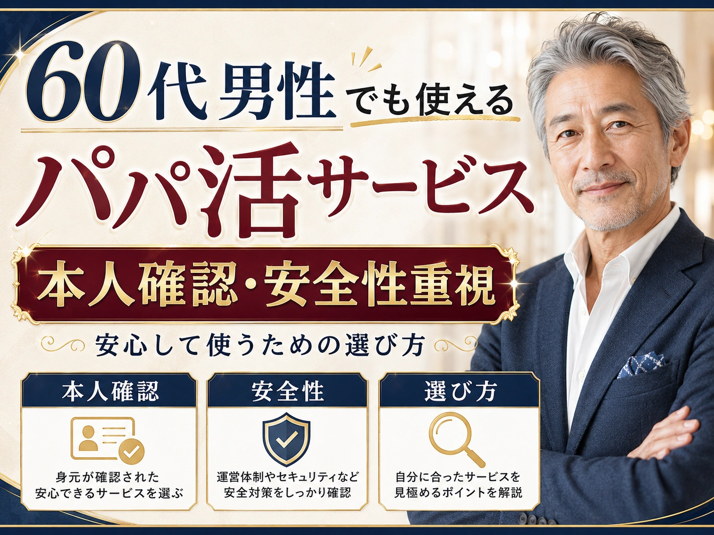 60代男性でも使えるパパ活サービス｜本人確認・安全性を重視して選ぶ