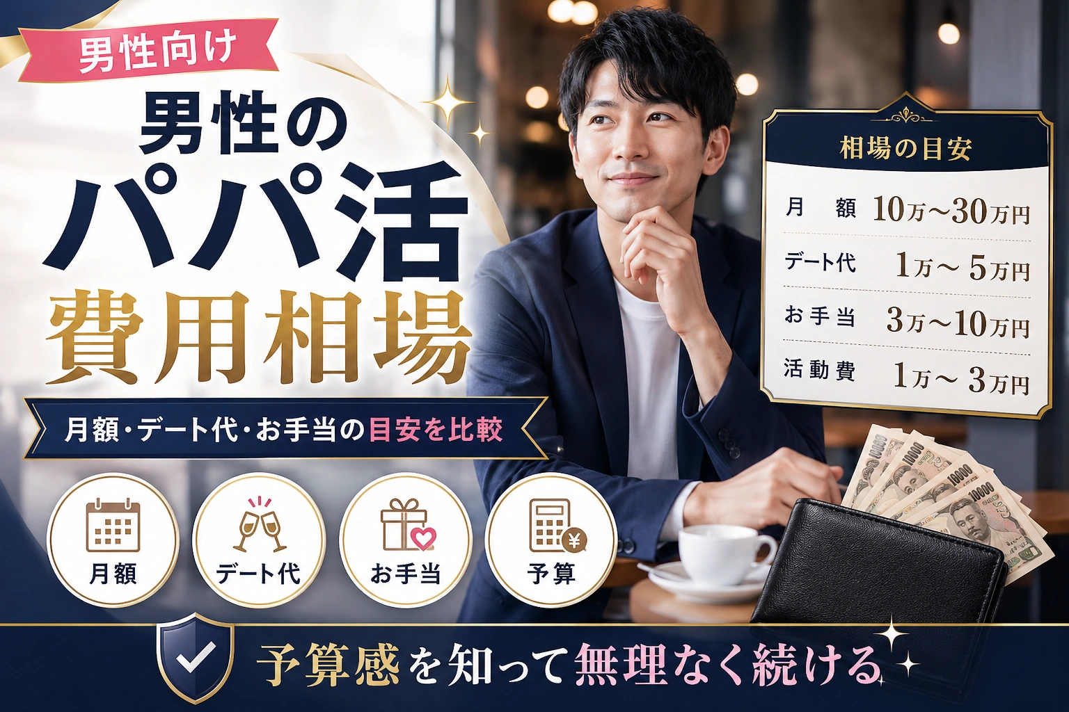 男性のパパ活費用はいくら？アプリ料金・デート予算・無理のない目安