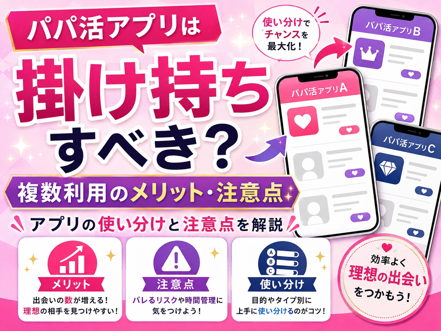 パパ活アプリは掛け持ちすべき？複数利用のメリット・注意点