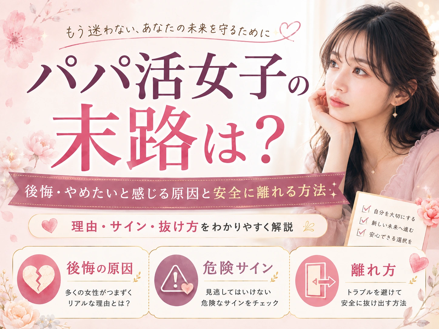パパ活女子の末路は？後悔・やめたいと感じる原因と安全に離れる方法
