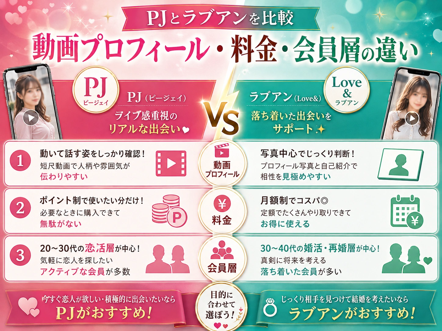 PJとラブアンを比較｜動画プロフィール・料金・会員層の違い